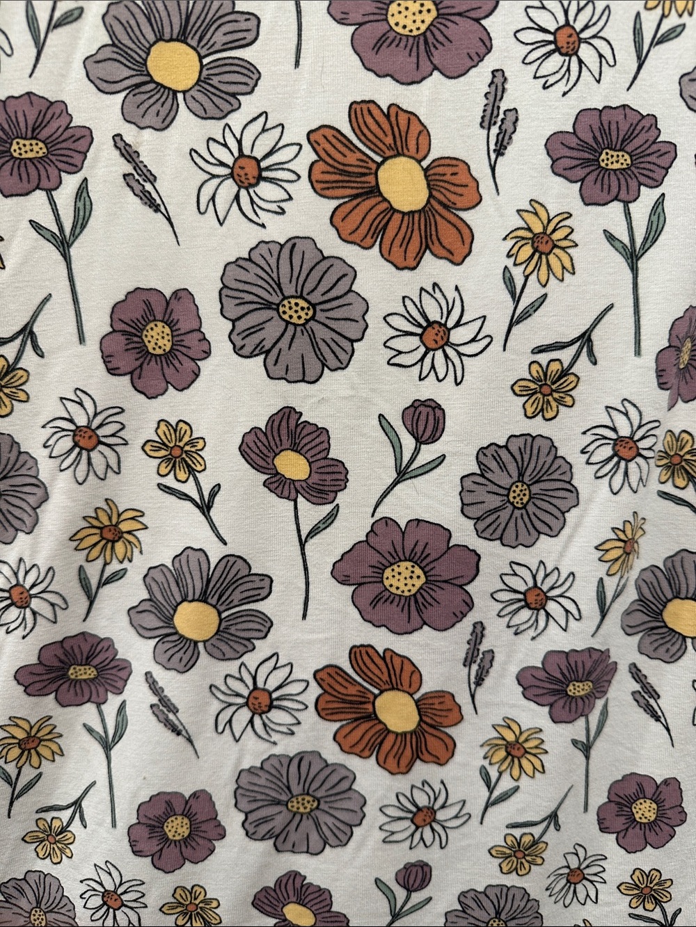 Sleeveless Cream Floral Sleep Sack with Purple & Rust Flowers - Picture 4 of 4